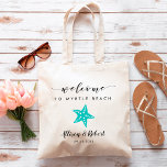 Starfish Wedding Welcome Bag, Turquoise Blue Tote Bag<br><div class="desc">Fill this lovely bag with your favourite treats to welcome guests to your wedding!</div>