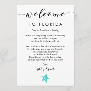 Starfish Wedding Welcome Letter & Itinerary Card