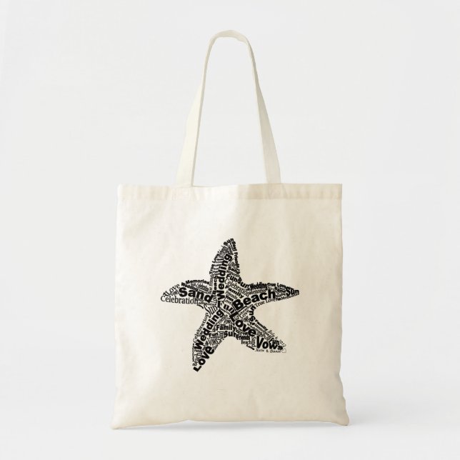 Starfish Wedding Word Cloud Tote Bag (Front)