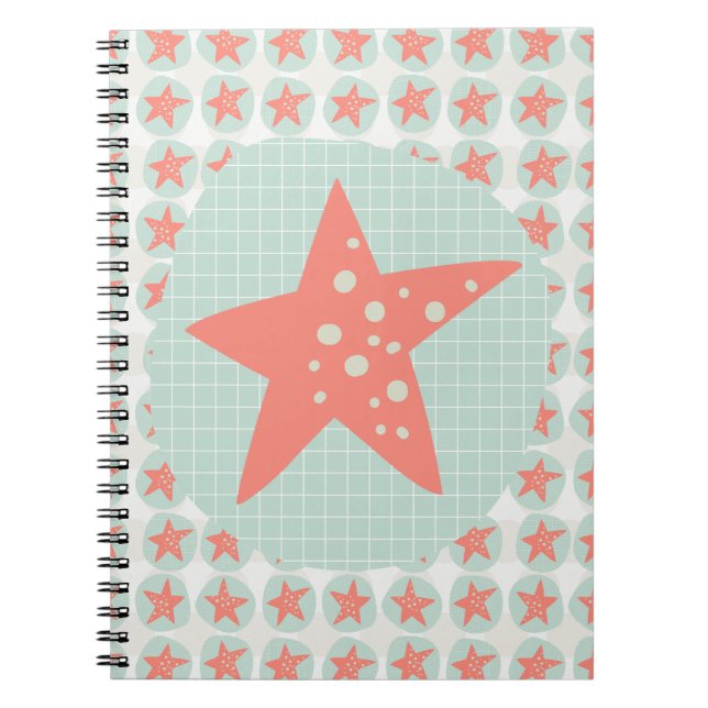 Starfish Whimsical Sea Ocean Nautical Notebook (Front)