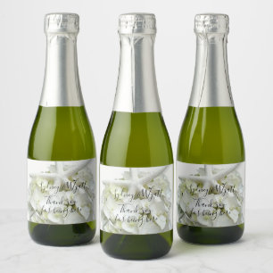 Starfish White Hydrangea Flowers Thank You Wedding Sparkling Wine Label