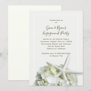 Starfish White Wedding Shower Engagement Party Invitation