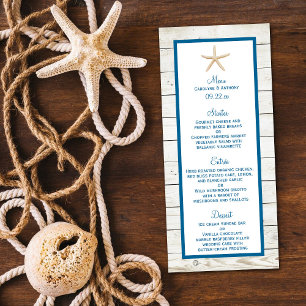 Starfish Whitewashed Wood Beach Wedding Menu