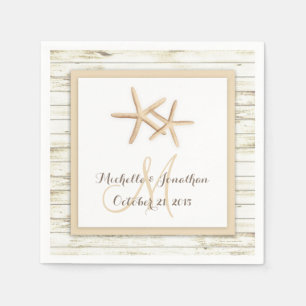 Starfish Whitewashed Wood Beach Wedding Napkin