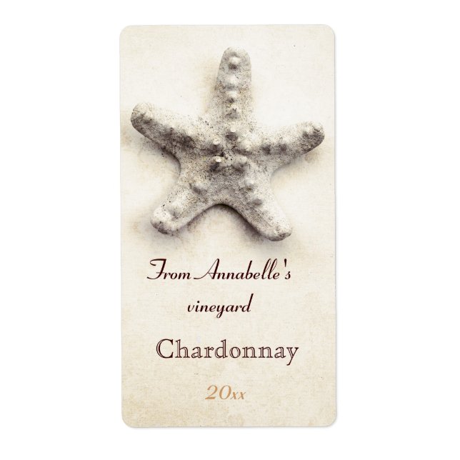 Starfish  wine bottle label (Front)