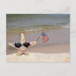 starfish with American flag 4th of July Postcard
