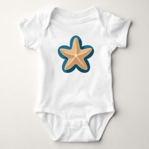 Starfish with Rounded Blue Silhouette Baby Bodysuit