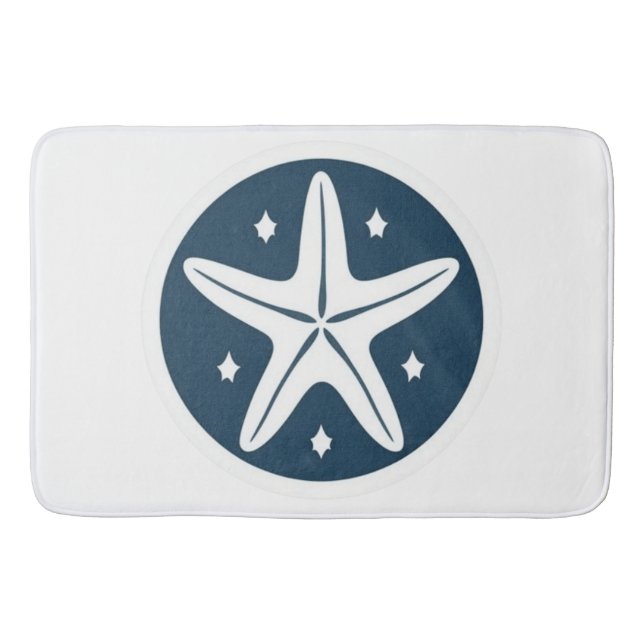 Starfish with White Stars Bath Mat (Front)