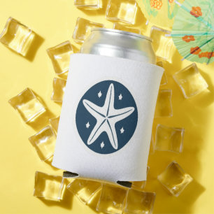 Starfish with White Stars Can Cooler
