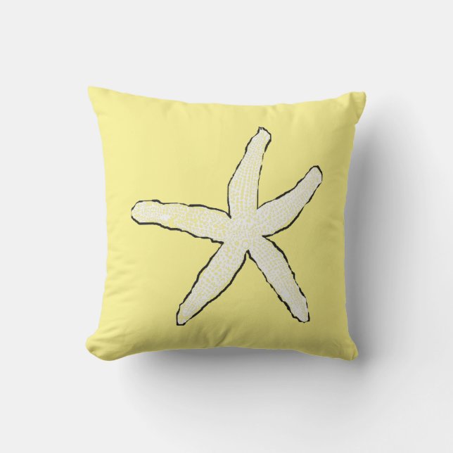 Starfish Yellow White Pattern Elegant Beach Gift  Cushion (Front)