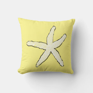 Starfish Yellow White Pattern Elegant Beach Gift Cushion