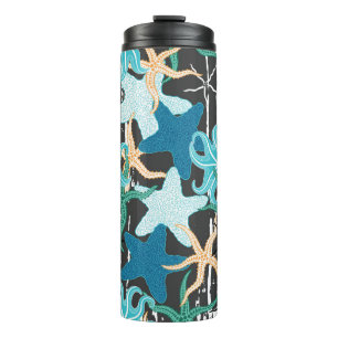 Starfishes seamless pattern. Hand drawn starfishes Thermal Tumbler