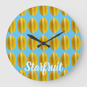 Starfruit Carambola Pattern Fruit for Vegan Large Clock