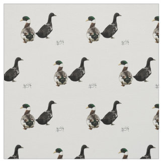 Stargazer Drake and his Lady Duck fabric - white