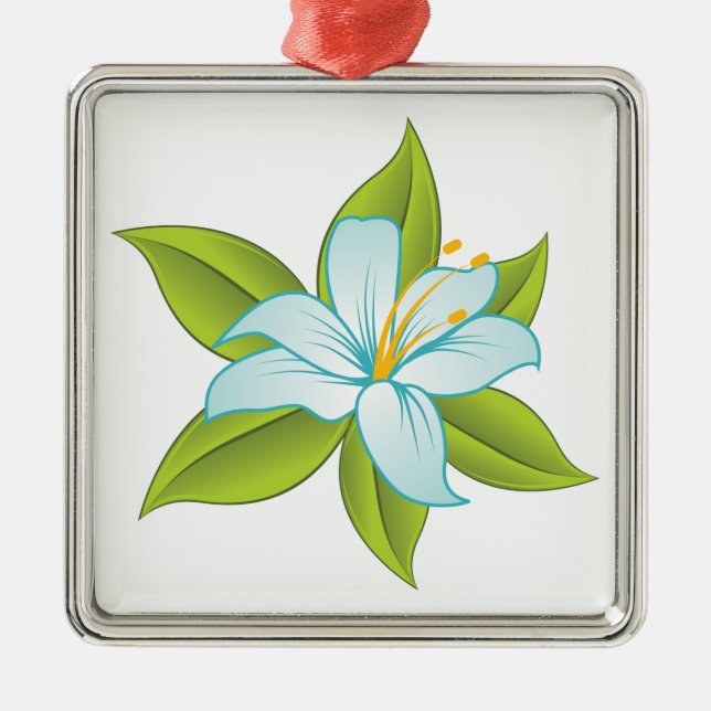 Stargazer light blue lily custom ornament (Front)