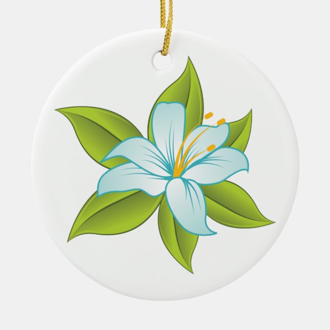 Stargazer light blue lily custom ornament (Front)