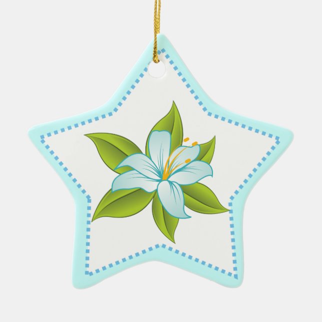 Stargazer light blue lily custom ornament (Front)