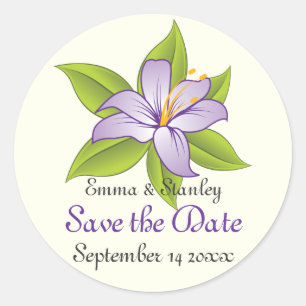 Stargazer lilac purple wedding Save the Date Classic Round Sticker