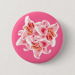 Stargazer Lilies 6 Cm Round Badge
