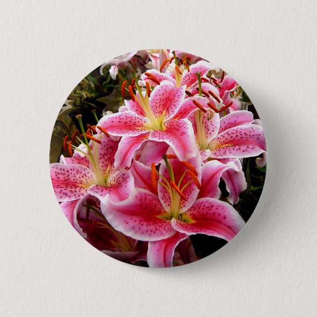 "Stargazer" Lilies 6 Cm Round Badge (Front)