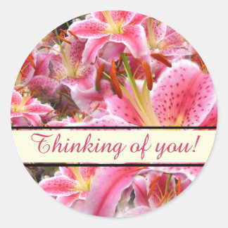 "Stargazer" Lilies Classic Round Sticker