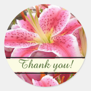 "Stargazer" Lilies Custom Text Thank you Classic Round Sticker