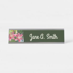 Stargazer Lilies Desk Name Plate