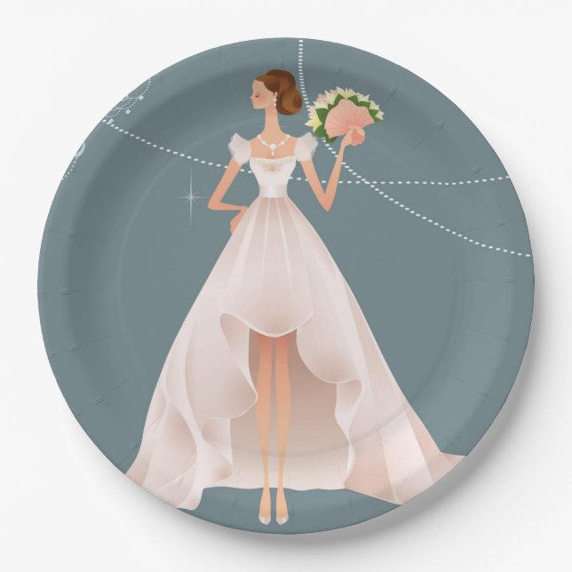 stargazer lilies fancy bride bridal shower paper plate (Front)