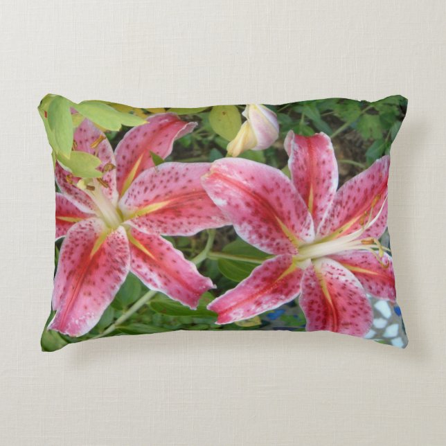 Stargazer Lilies Garden Floral Decorative Cushion (Front)