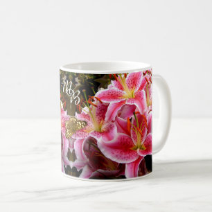 "Stargazer" Lilies Monogram Coffee Mug