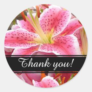 "Stargazer" Lilies Thank you Classic Round Sticker