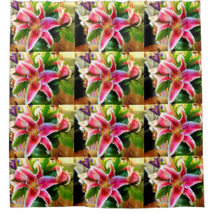 stargazer lillies shower curtain