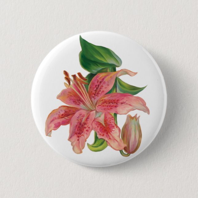 Stargazer Lily 6 Cm Round Badge (Front)