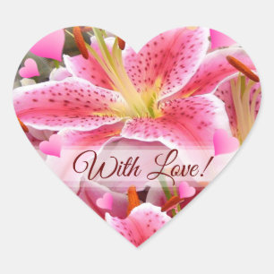 "Stargazer" Lily and Hearts With Love Heart Sticker