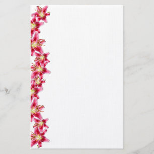 Stargazer Lily Border Stationary Paper
