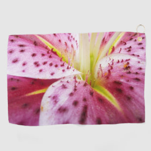 Stargazer Lily Bright Magenta Floral Golf Towel