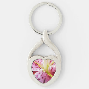 Stargazer Lily Bright Magenta Floral Key Ring