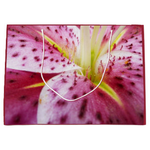 Stargazer Lily Bright Magenta Floral Large Gift Bag