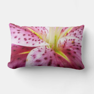 Stargazer Lily Bright Magenta Floral Lumbar Cushion