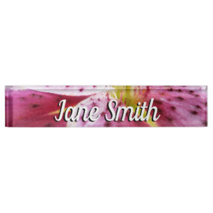Stargazer Lily Bright Magenta Floral Nameplate