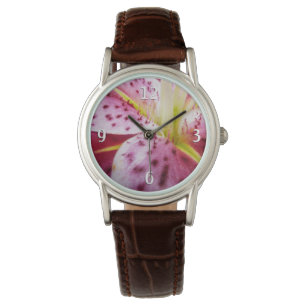 Stargazer Lily Bright Magenta Floral Watch