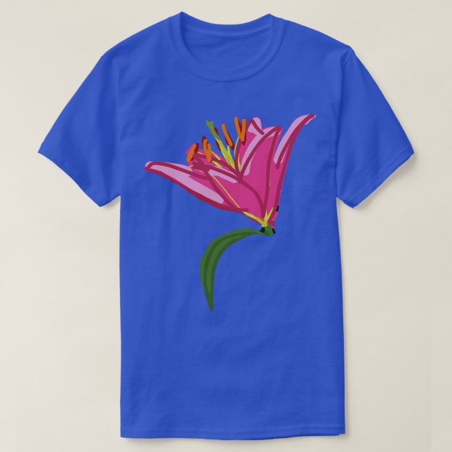Stargazer Lily Flower Digital Painting T-Shirt (Design Front)