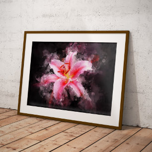 Stargazer Lily flower watercolor - bb 01 Poster