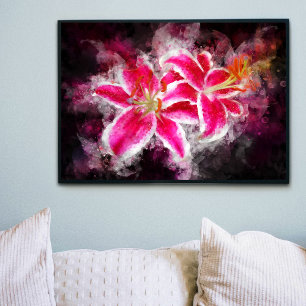 Stargazer Lily flower watercolor - bb 03 Photo Print