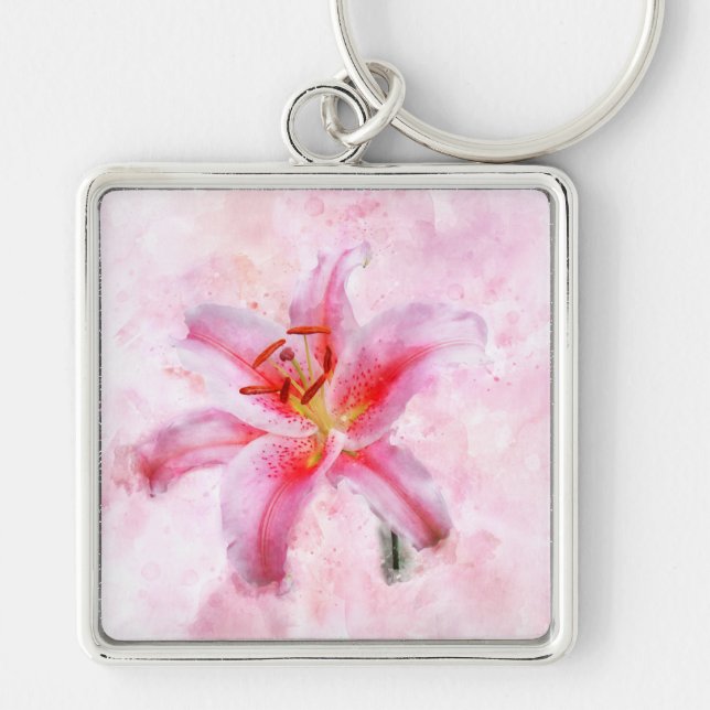 Stargazer Lily flower watercolor - wb 01 Key Ring (Front)