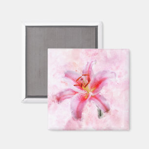 Stargazer Lily flower watercolor - wb 01 Magnet