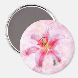 Stargazer Lily flower watercolor - wb 01 Magnet