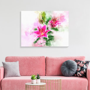 Stargazer Lily flower watercolor - wb 02 Canvas Print