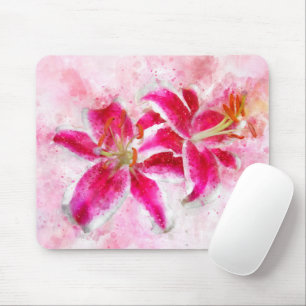 Stargazer Lily flower watercolor - wb 03 Mouse Mat