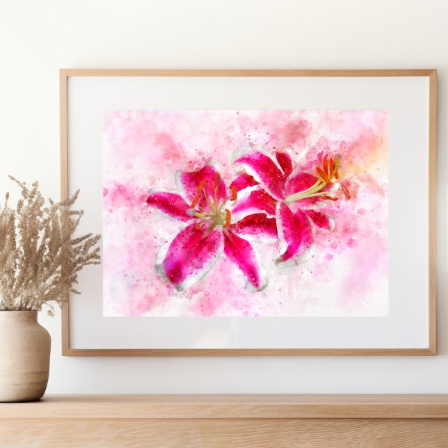 Stargazer Lily flower watercolor - wb 03 Poster (Creator Uploaded)